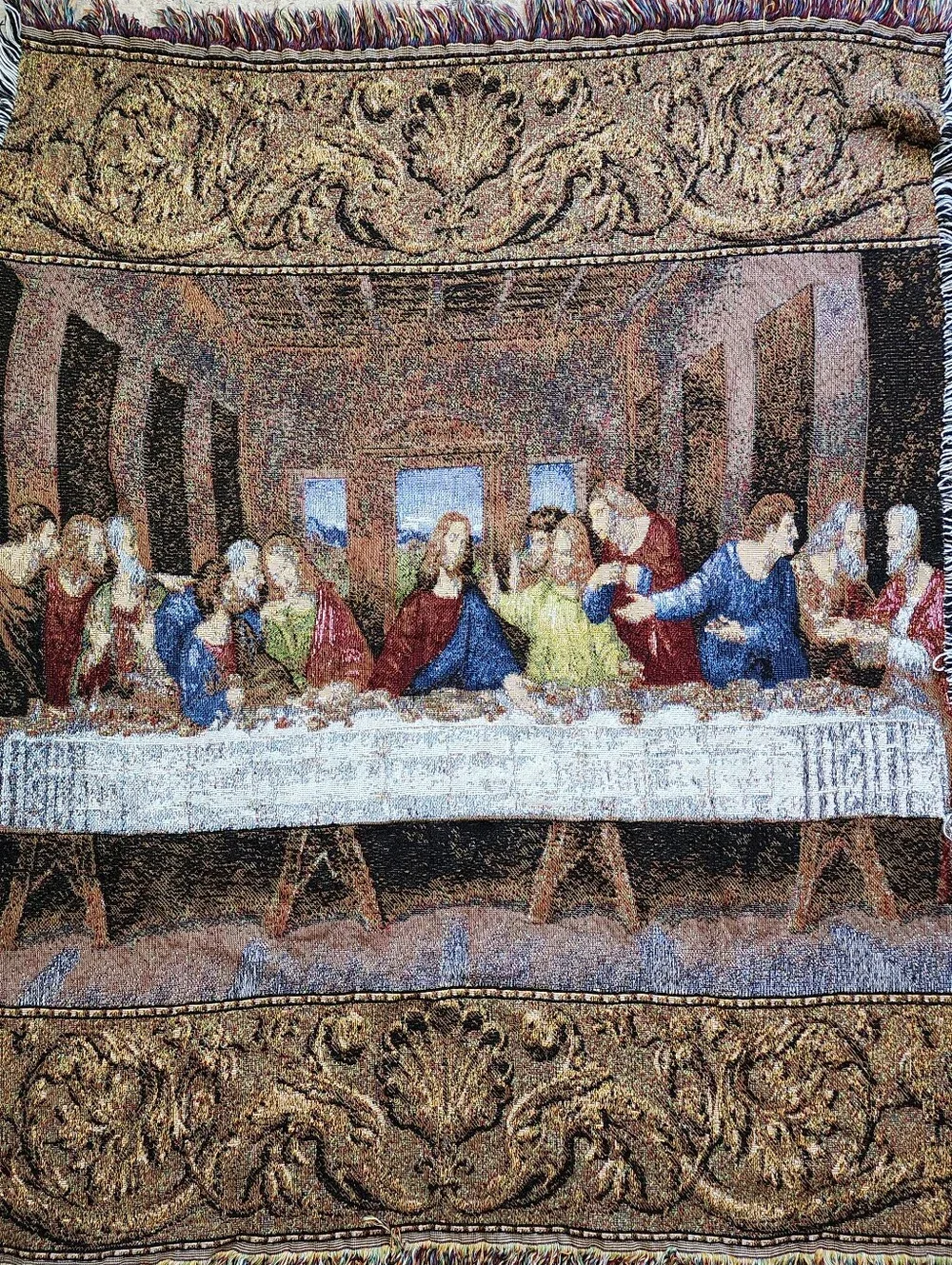 The Last Supper Tapestry Throw Blanket Multicolor 51×42 Chritian Religious Jesus